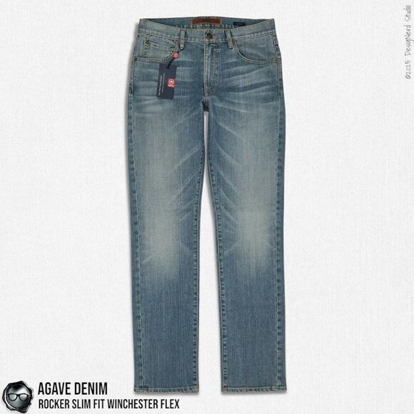 AGAVE DENIM ROCKER SLIM FIT WINCHESTER FLEX BLUE JEANS IN JAPANESE BROWN/INDIGO - Picture 2 of 15